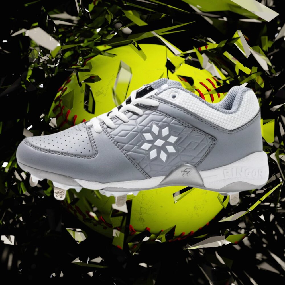Ringor Rip-It Diamond Softball Spike Charcoal Gray Women's Metal Cleats NIB